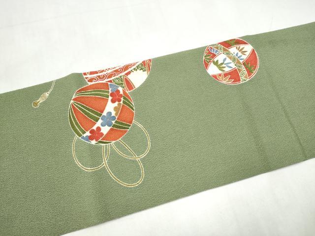 平和屋着物●創作　九寸名古屋帯　型染め　花毬文　鬼しぼ縮緬　正絹　逸品　CABK5606hy