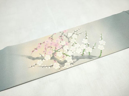 平和屋着物●九寸名古屋帯　作家物　枝梅文　鬼しぼ縮緬　正絹　逸品　CABK5608hy