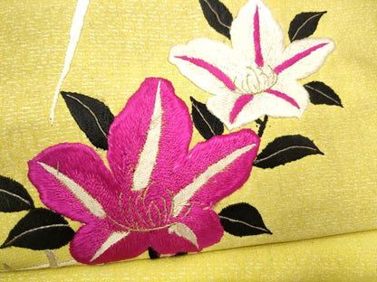 平和屋着物●アンティーク　大正ロマン　九寸名古屋帯　総手刺繍　花籠文　正絹　逸品　CABK5615hy