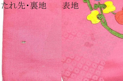 平和屋着物●アンティーク　大正ロマン　九寸名古屋帯　総手刺繍　糸巻き花文　金糸　正絹　逸品　CABK5616hy