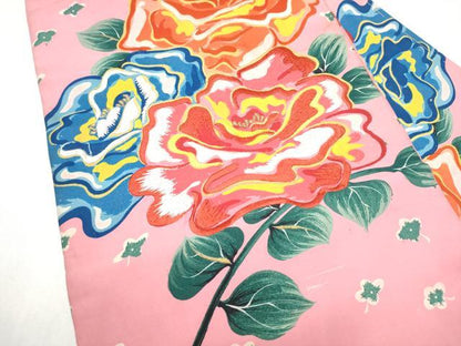 平和屋着物●アンティーク　大正ロマン　九寸名古屋帯　刺繍　枝花文　正絹　逸品　CABK5625hy