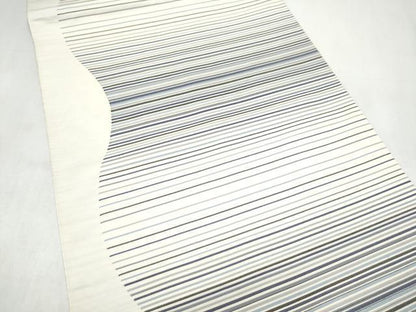 平和屋着物●六通柄　京袋帯　藍　横段文　正絹　逸品　CABK5626hy