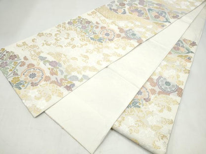 平和屋着物●六通柄袋帯　唐織　花唐草文　金糸　正絹　逸品　CABK5637hy