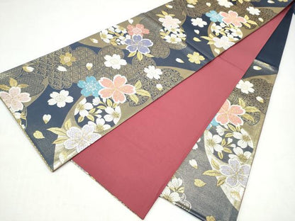 平和屋着物●六通柄袋帯　舞桜文　金糸　正絹　逸品　CABK5651hy