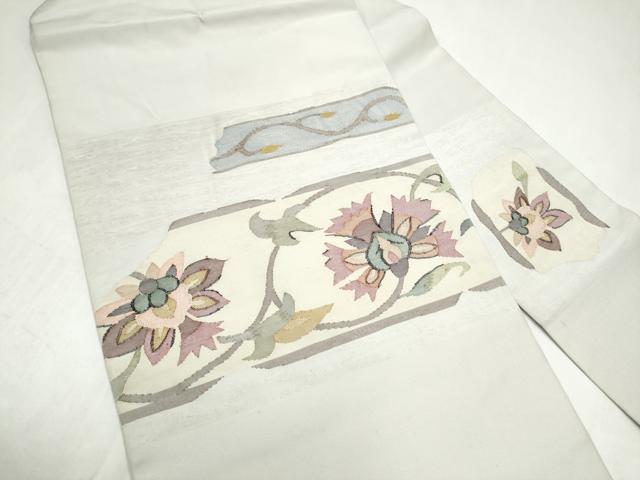 平和屋着物●九寸名古屋帯　更紗花文　正絹　逸品　CABK5656hy