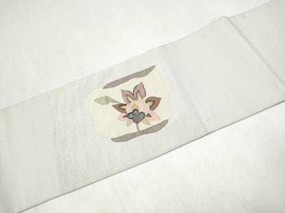 平和屋着物●九寸名古屋帯　更紗花文　正絹　逸品　CABK5656hy