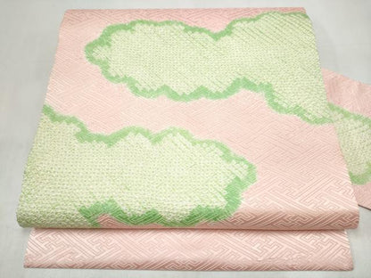 平和屋着物●九寸名古屋帯　絞り　雲重ね文　正絹　逸品　CABK5657hy
