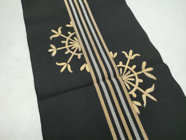 平和屋着物●本場筑前博多織　八寸名古屋帯　花間道　金銀糸　一重帯　正絹　逸品　CABK5662hy