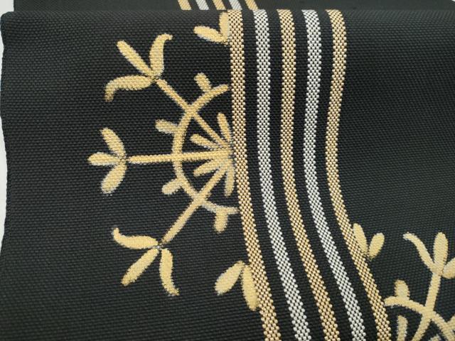 平和屋着物●本場筑前博多織　八寸名古屋帯　花間道　金銀糸　一重帯　正絹　逸品　CABK5662hy
