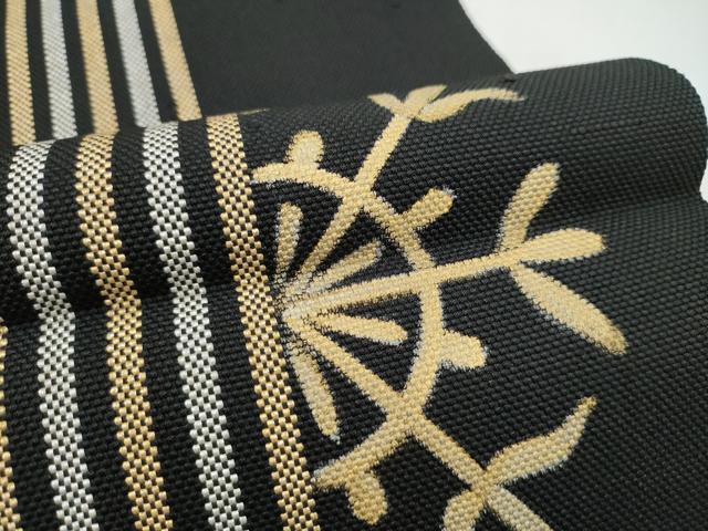 平和屋着物●本場筑前博多織　八寸名古屋帯　花間道　金銀糸　一重帯　正絹　逸品　CABK5662hy