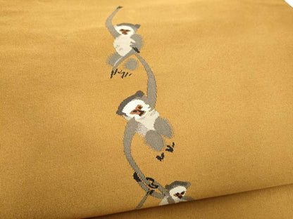 平和屋着物●爪搔き本綴れ　八寸名古屋帯　猿　正絹　逸品　CABK5664hy