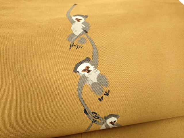 平和屋着物●爪搔き本綴れ　八寸名古屋帯　猿　正絹　逸品　CABK5664hy