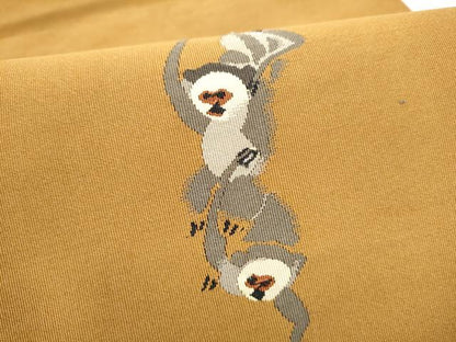 平和屋着物●爪搔き本綴れ　八寸名古屋帯　猿　正絹　逸品　CABK5664hy