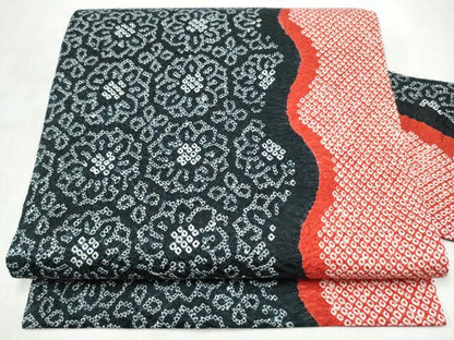 平和屋着物●名門　藤娘きぬたや・総絞り　九寸名古屋帯　舞花文　正絹　逸品　CABK5665hy