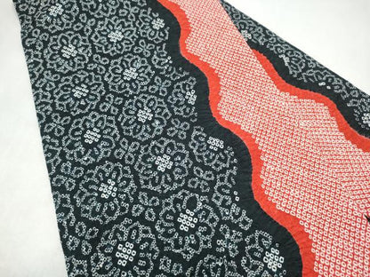 平和屋着物●名門　藤娘きぬたや・総絞り　九寸名古屋帯　舞花文　正絹　逸品　CABK5665hy