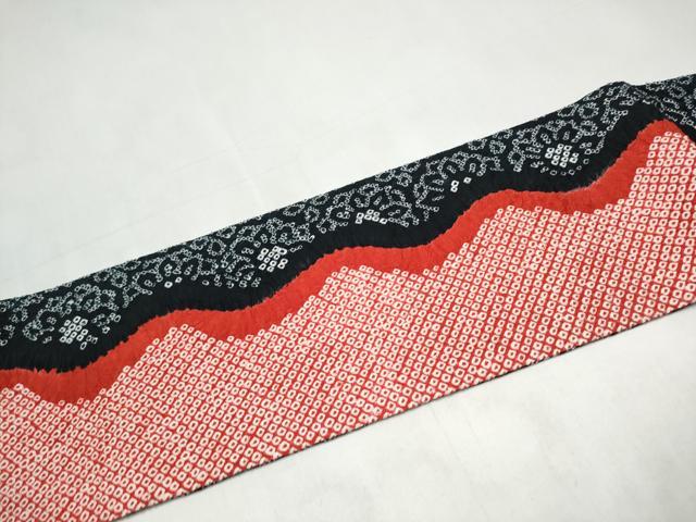 平和屋着物●名門　藤娘きぬたや・総絞り　九寸名古屋帯　舞花文　正絹　逸品　CABK5665hy