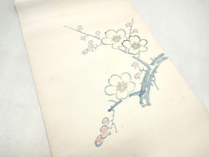 平和屋着物●人間国宝　森口華弘　蒔糊友禅　蒔糊散らし　爪搔き本綴れ　八寸名古屋帯　枝梅文　正絹　逸品　CABK5667hy