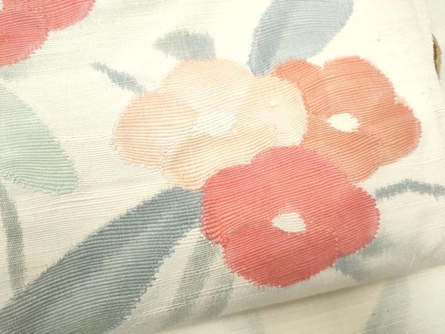 平和屋着物●八寸名古屋帯　紬地　椿　正絹　逸品　CABK5670hy