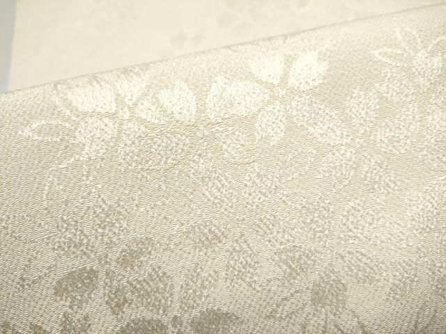 平和屋着物●全通柄袋帯　舞桜文　生成り色　鬼しぼ縮緬　正絹　逸品　CABK5674hy