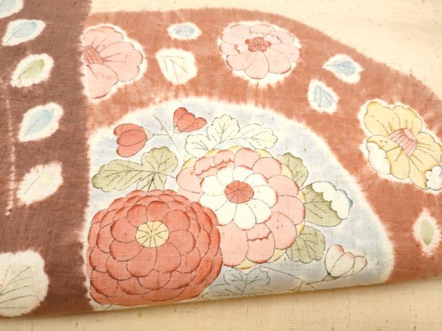 平和屋着物●九寸名古屋帯　紬地　辻が花　正絹　逸品　CABK5676hy