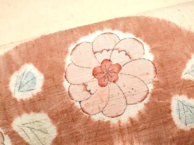 平和屋着物●九寸名古屋帯　紬地　辻が花　正絹　逸品　CABK5676hy