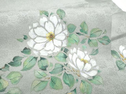 平和屋着物●九寸名古屋帯　作家物　手描き　ふくろう　舞花文　正絹　逸品　CABK5679hy
