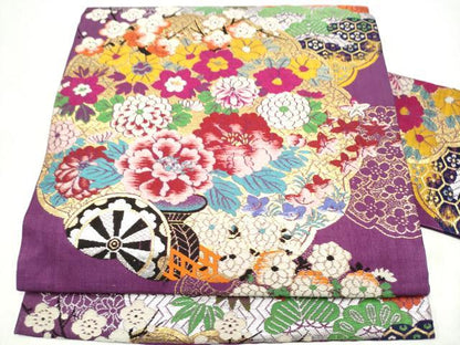 平和屋着物●アンティーク　大正ロマン　九寸名古屋帯　松竹梅　金銀糸　正絹　逸品　CABK5682hy