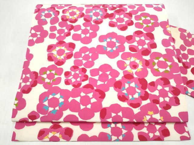 平和屋着物●全通柄　九寸名古屋帯　ろうけつ染　梅鉢　正絹　逸品　CABK5685hy