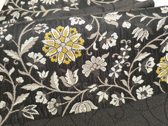 平和屋着物●九寸名古屋帯　花唐草文　銀糸　正絹　逸品　CABK5688hy
