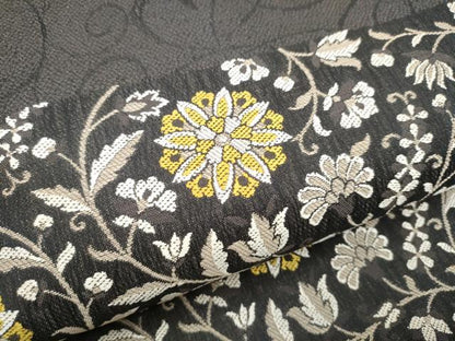 平和屋着物●九寸名古屋帯　花唐草文　銀糸　正絹　逸品　CABK5688hy