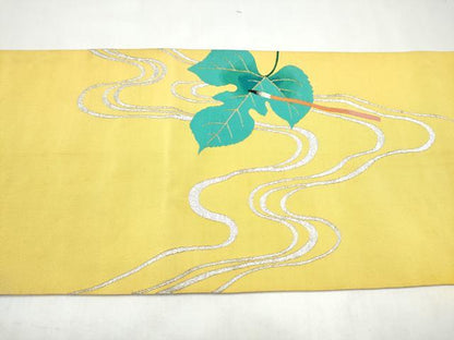 平和屋着物●爪搔き本綴れ　八寸名古屋帯　冊子唐草文　金銀糸　一重帯　長尺　正絹　逸品　CABK5690hy