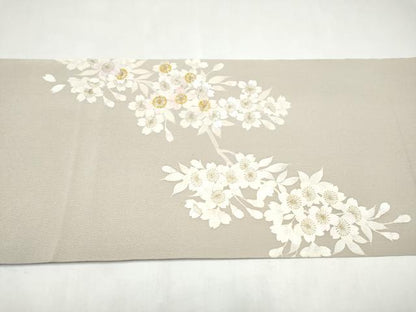 平和屋着物●中国三大刺繍　相良刺繍　枝桜文　金彩　鬼しぼ縮緬　名古屋帯　正絹　逸品　CABK5691hy