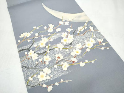 平和屋着物●塩瀬　九寸開き名古屋帯　作家物　刺繍　枝梅文　正絹　逸品　CABK5692hy