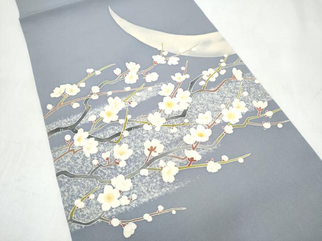 平和屋着物●塩瀬　九寸開き名古屋帯　作家物　刺繍　枝梅文　正絹　逸品　CABK5692hy