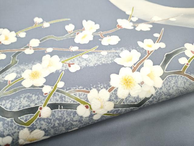 平和屋着物●塩瀬　九寸開き名古屋帯　作家物　刺繍　枝梅文　正絹　逸品　CABK5692hy