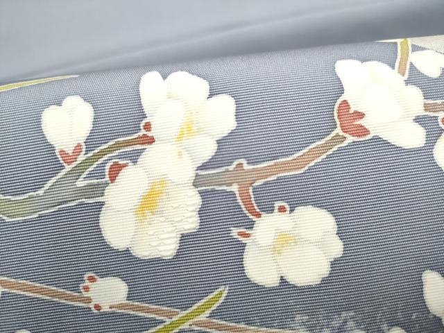 平和屋着物●塩瀬　九寸開き名古屋帯　作家物　刺繍　枝梅文　正絹　逸品　CABK5692hy