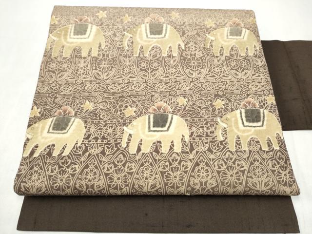 平和屋着物●伝統工芸士　西川洛郎　九寸名古屋帯　紬地　象　正絹　逸品　CABK5702hy