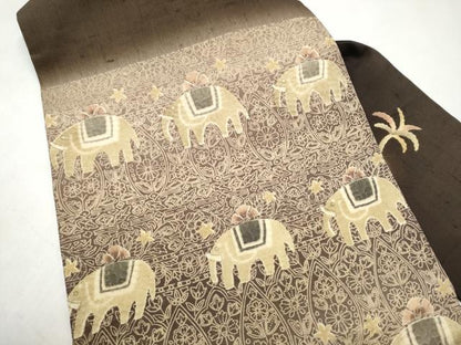 平和屋着物●伝統工芸士　西川洛郎　九寸名古屋帯　紬地　象　正絹　逸品　CABK5702hy