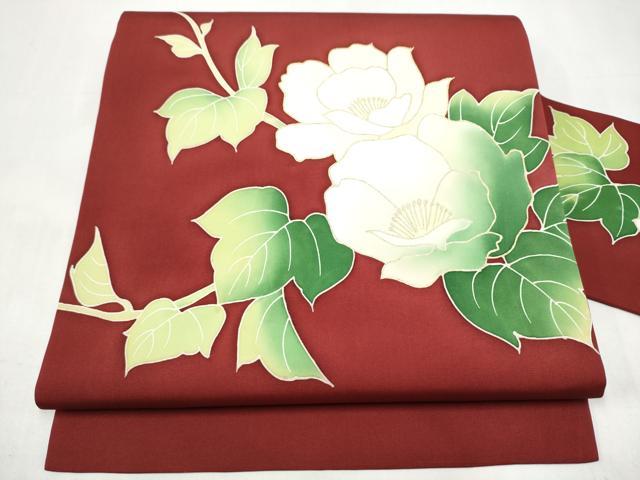 平和屋着物●塩瀬　九寸名古屋帯　枝花文　金彩　正絹　逸品　CABK5703hy