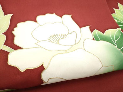 平和屋着物●塩瀬　九寸名古屋帯　枝花文　金彩　正絹　逸品　CABK5703hy