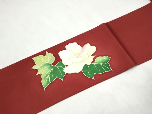 平和屋着物●塩瀬　九寸名古屋帯　枝花文　金彩　正絹　逸品　CABK5703hy