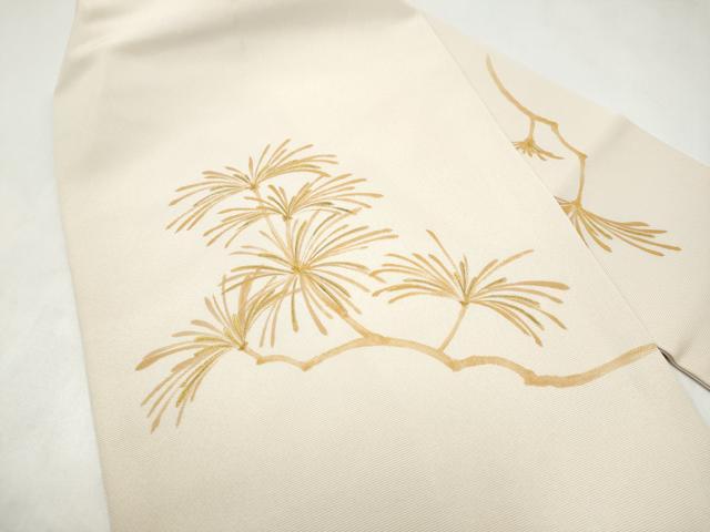 平和屋着物●塩瀬　九寸名古屋帯　枝松葉文　金彩　金通し地　正絹　逸品　CABK5704hy