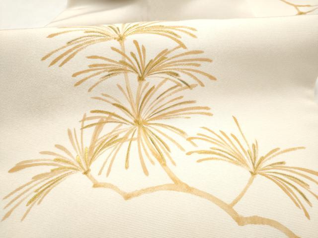 平和屋着物●塩瀬　九寸名古屋帯　枝松葉文　金彩　金通し地　正絹　逸品　CABK5704hy