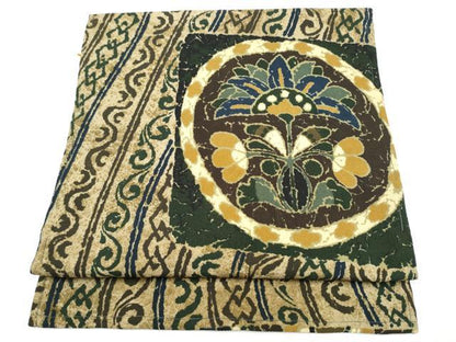 平和屋着物●つけ帯　更紗花文　鬼しぼ縮緬　正絹　逸品　CABK5707hy