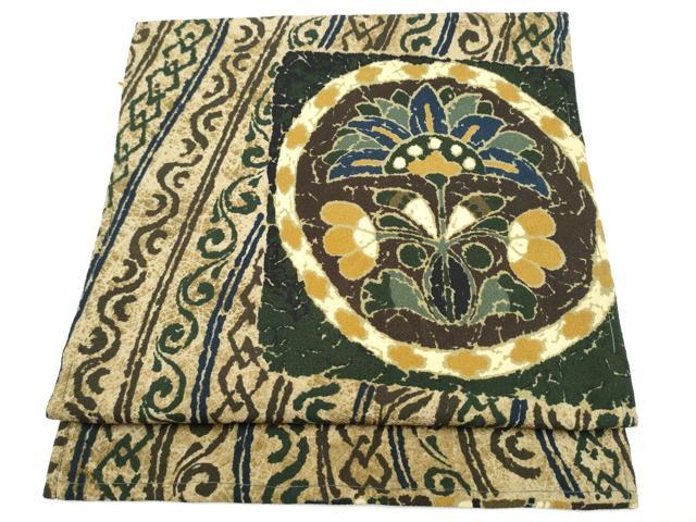 平和屋着物●つけ帯　更紗花文　鬼しぼ縮緬　正絹　逸品　CABK5707hy