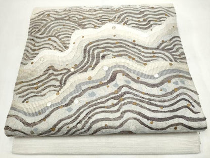 平和屋着物●太鼓柄袋帯　すくい織　流線文　金銀糸　正絹　逸品　CABK5709hy