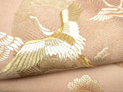 平和屋着物●太鼓柄袋帯　刺繍　綴れ　飛鶴浜松文　金銀彩　正絹　逸品　CABK5710hy
