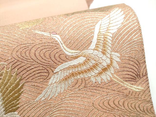 平和屋着物●太鼓柄袋帯　刺繍　綴れ　飛鶴浜松文　金銀彩　正絹　逸品　CABK5710hy