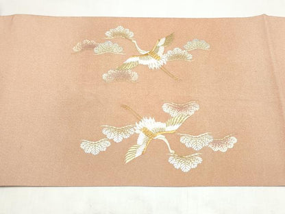 平和屋着物●太鼓柄袋帯　刺繍　綴れ　飛鶴浜松文　金銀彩　正絹　逸品　CABK5710hy