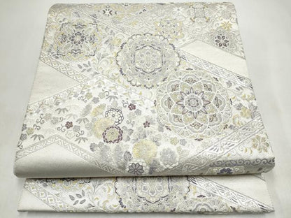 平和屋着物●六通柄袋帯　正倉院花文　金銀糸　正絹　逸品　CABK5711hy